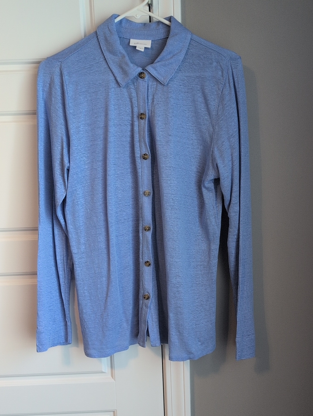 J. Jill Love Linen Blue Button Down Shirt, Ladies Size Medium